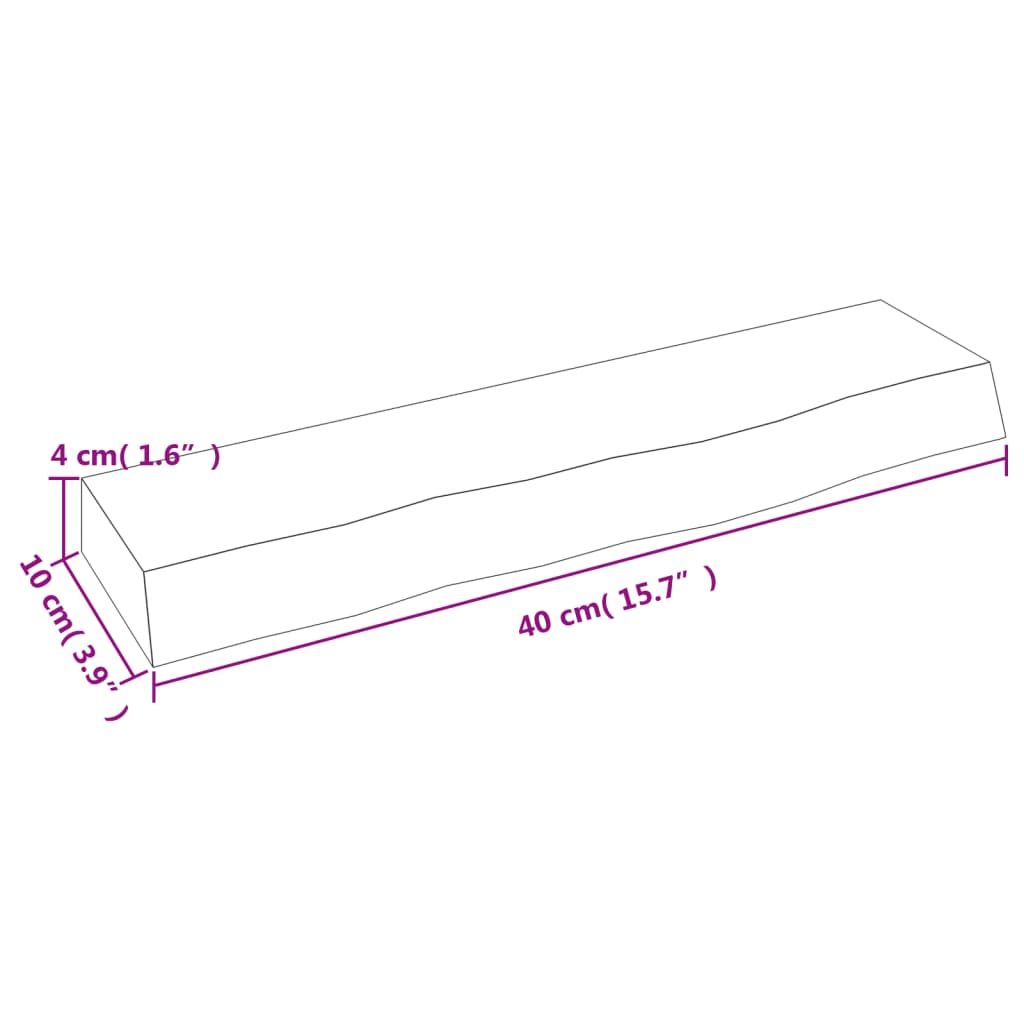 Zidna polica 40 x 10 x 4 cm od neobrađene masivne hrastovine