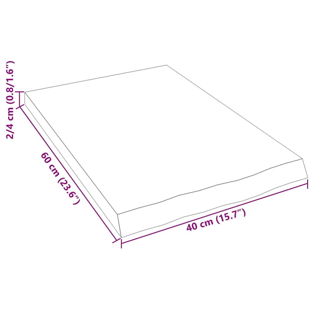 Zidna polica 40x60x(2-4) cm neobrađena masivna hrastovina