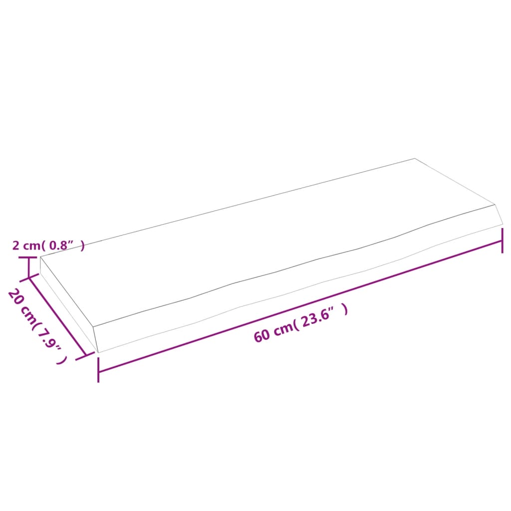 Zidna polica svjetlosmeđa 60 x 20 x 2 cm od obrađene hrastovine