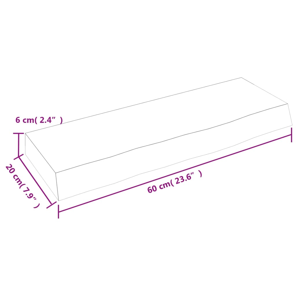 Zidna polica svjetlosmeđa 60x20x6 cm od obrađene hrastovine