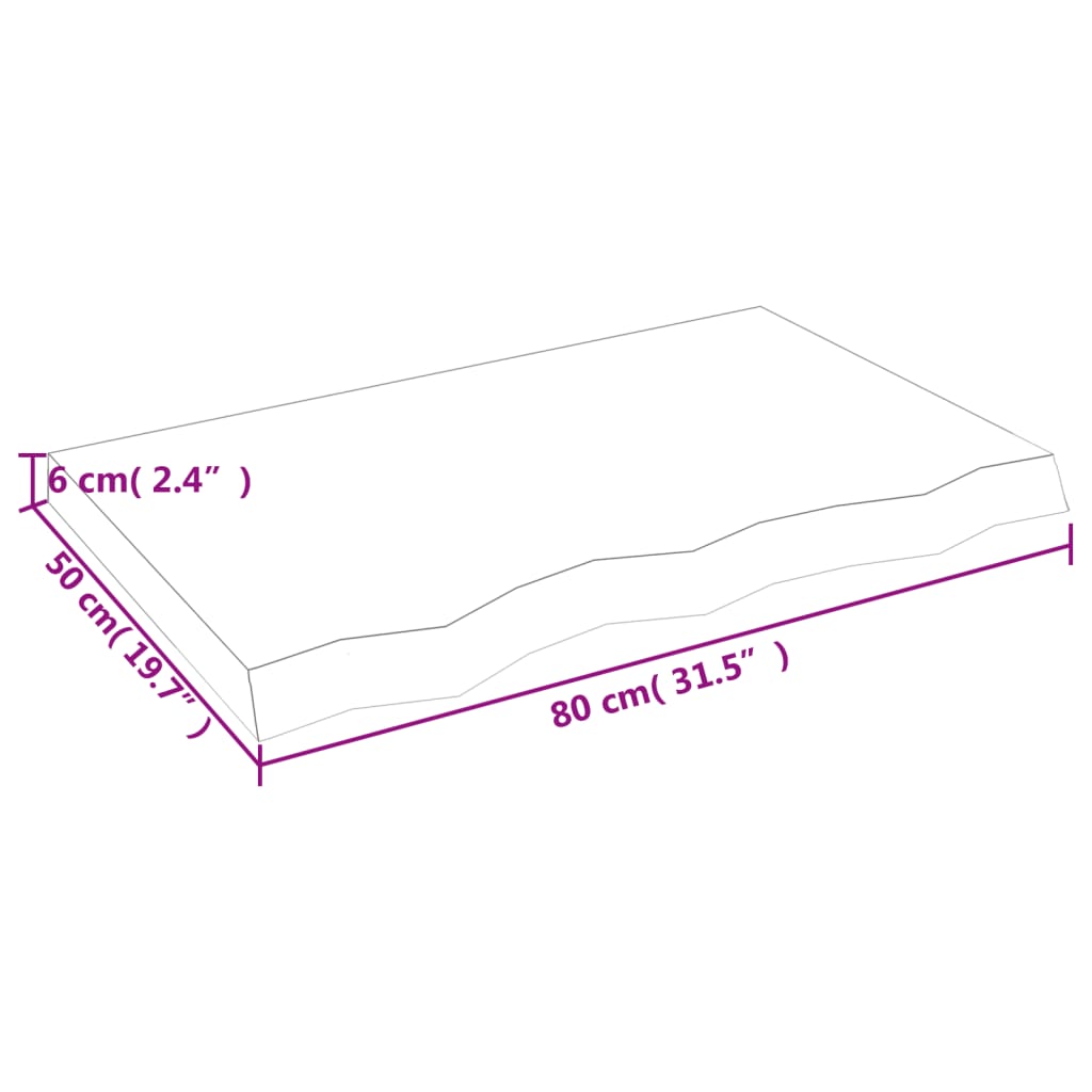 Zidna polica svjetlosmeđa 80x50x(2-6) cm obrađena hrastovina