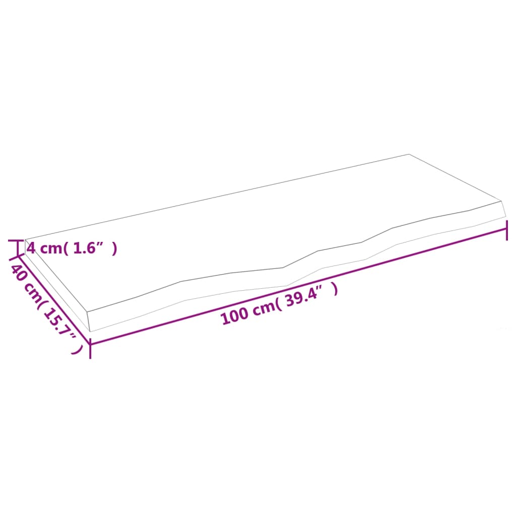 Zidna polica svjetlosmeđa 100x40x(2-4) cm obrađena hrastovina
