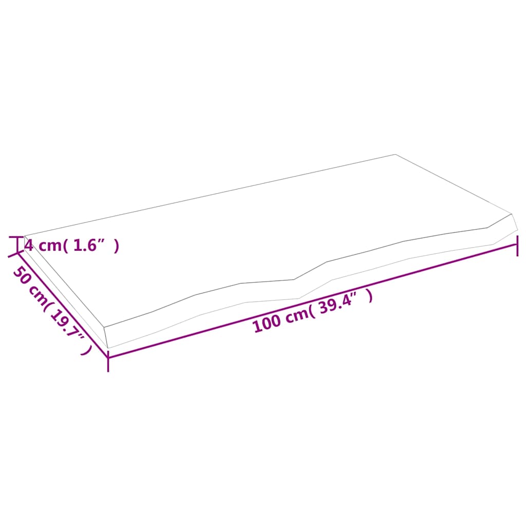 Zidna polica svjetlosmeđa 100x50x(2-4) cm obrađena hrastovina