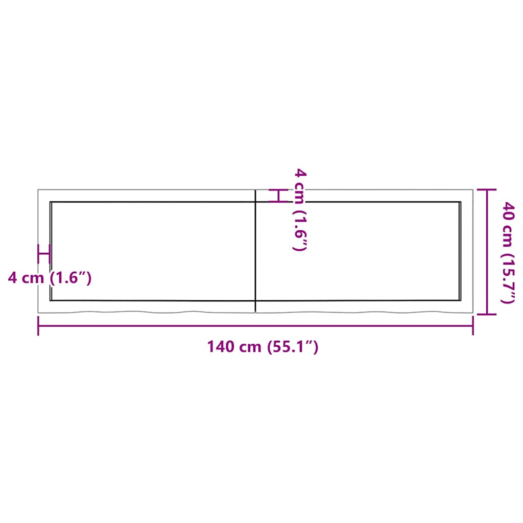 Zidna polica svjetlosmeđa 140x40x(2-4) cm obrađena hrastovina