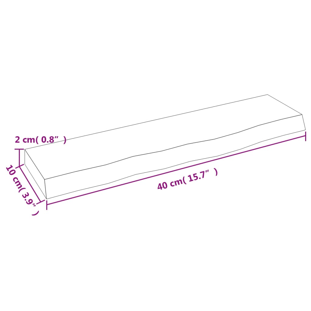 Zidna polica tamnosmeđa 40x10x2 cm od obrađene hrastovine