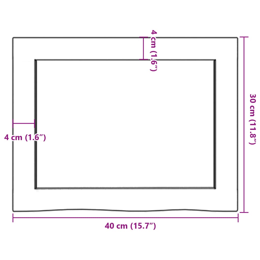 Zidna polica tamnosmeđa 40x30x(2-4) cm od obrađene hrastovine