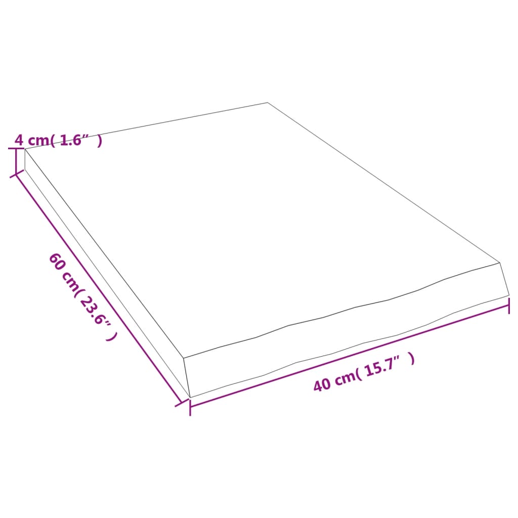 Zidna polica tamnosmeđa 40x60x(2-4) cm od obrađene hrastovine