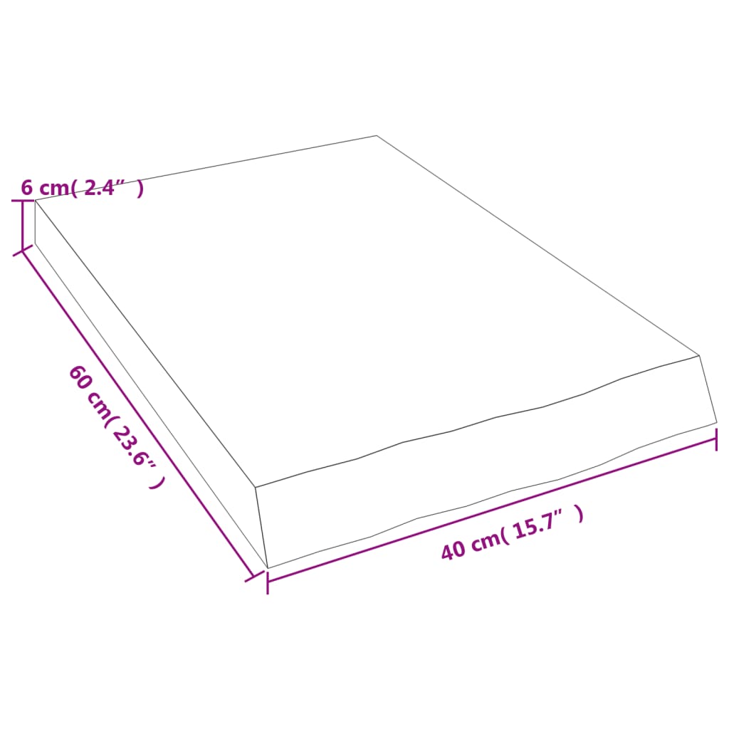 Zidna polica tamnosmeđa 40x60x(2-6) cm od obrađene hrastovine