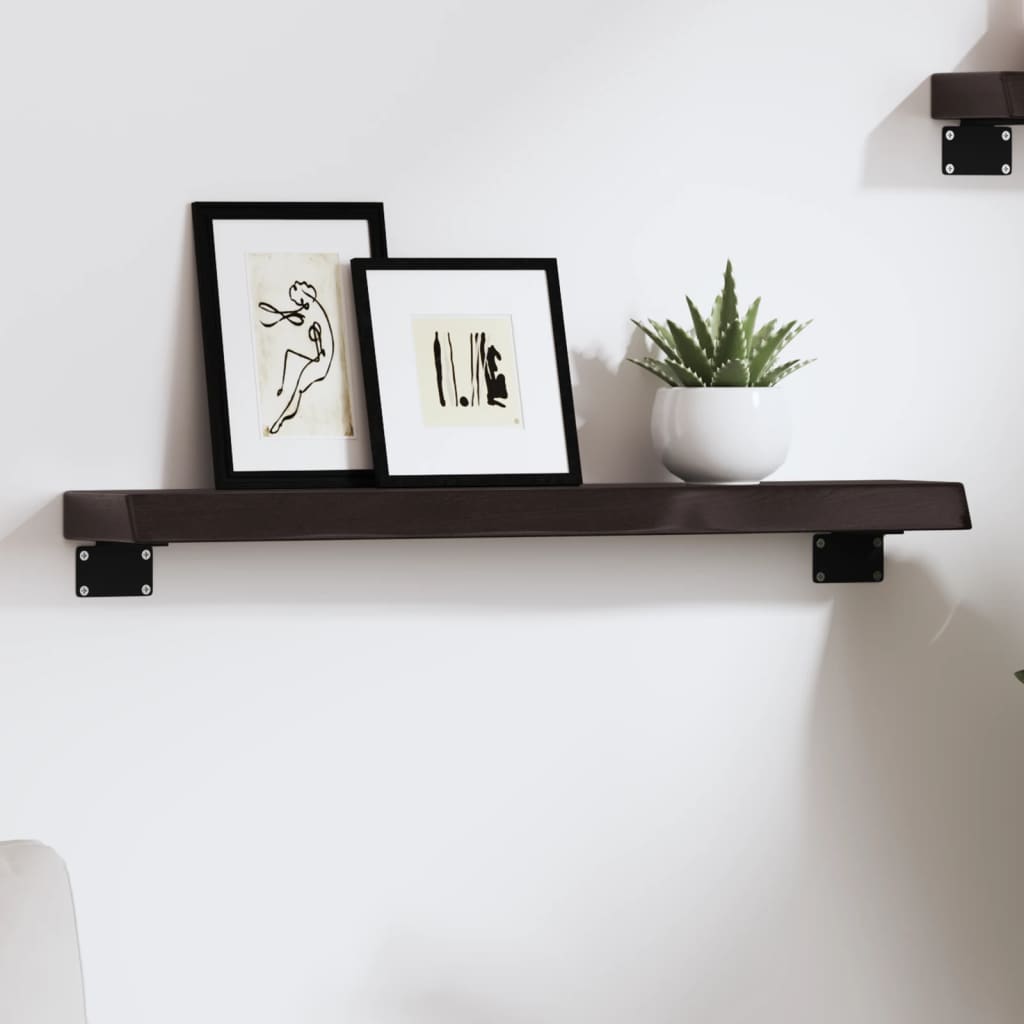 Zidna polica tamnosmeđa 60x10x4 cm od obrađene hrastovine