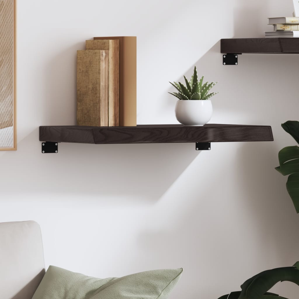 Zidna polica tamnosmeđa 60x30x(2-6) cm od obrađene hrastovine