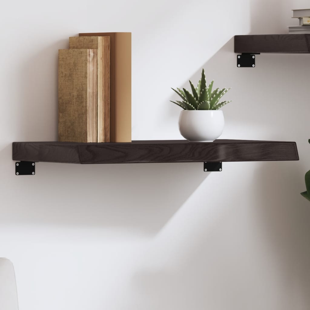 Zidna polica tamnosmeđa 60x30x(2-6) cm od obrađene hrastovine