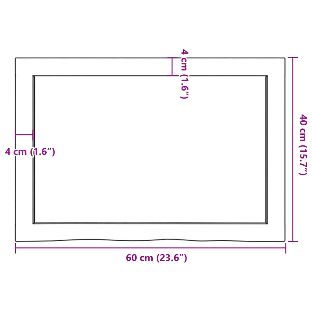 Zidna polica tamnosmeđa 60x40x(2-4) cm od obrađene hrastovine