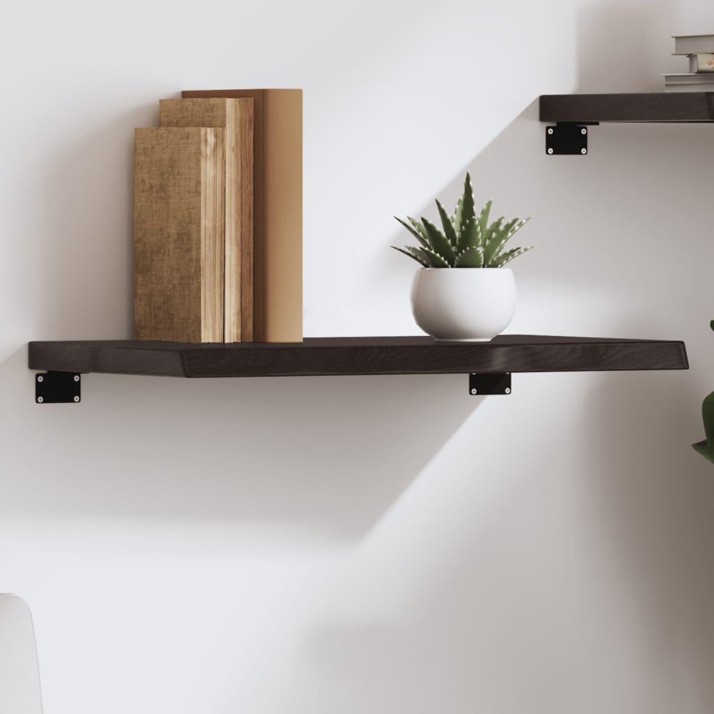 Zidna polica tamnosmeđa 60x40x(2-4) cm od obrađene hrastovine