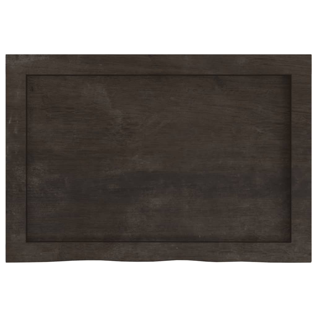Zidna polica tamnosmeđa 60x40x(2-6) cm od obrađene hrastovine