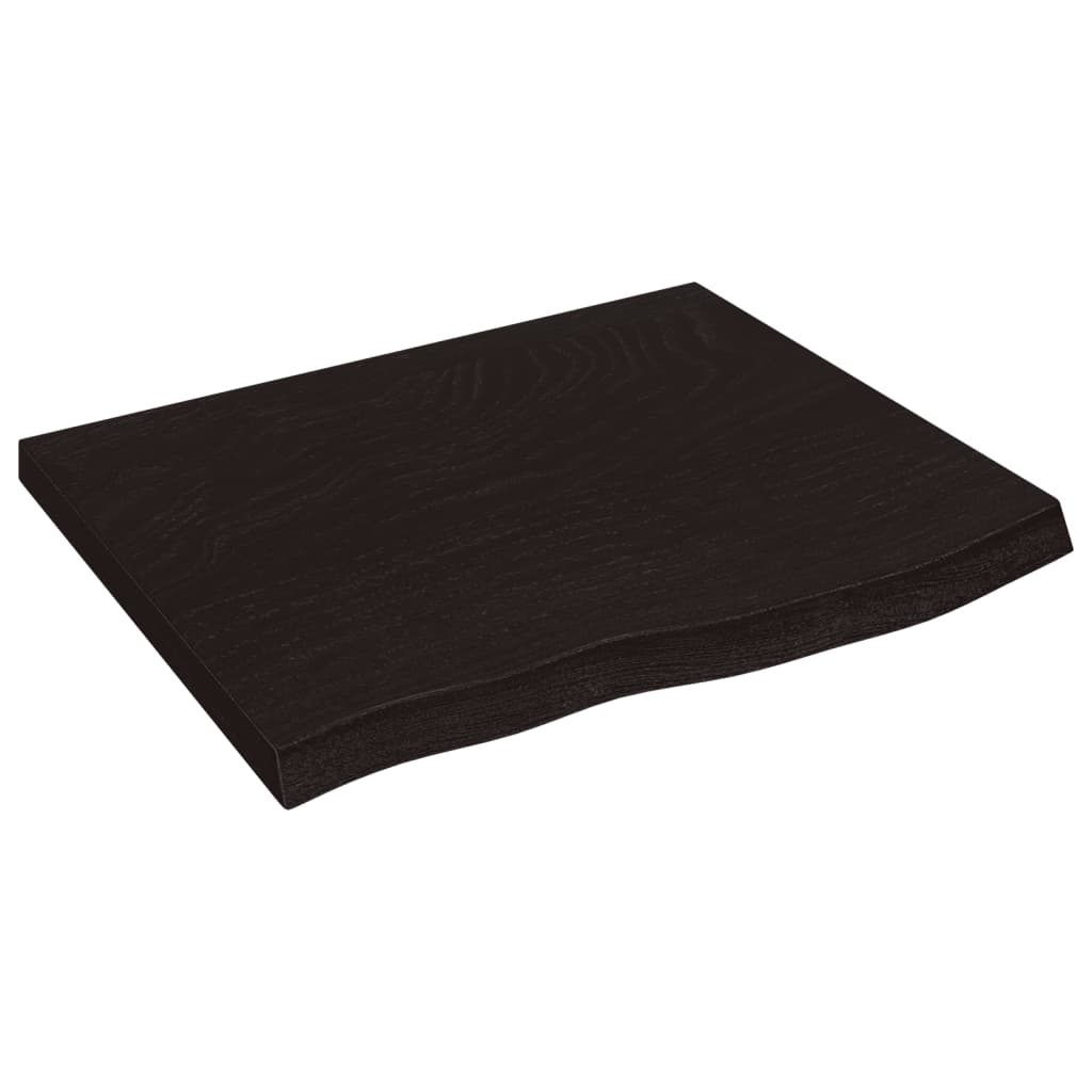 Zidna polica tamnosmeđa 60x50x(2-4) cm od obrađene hrastovine