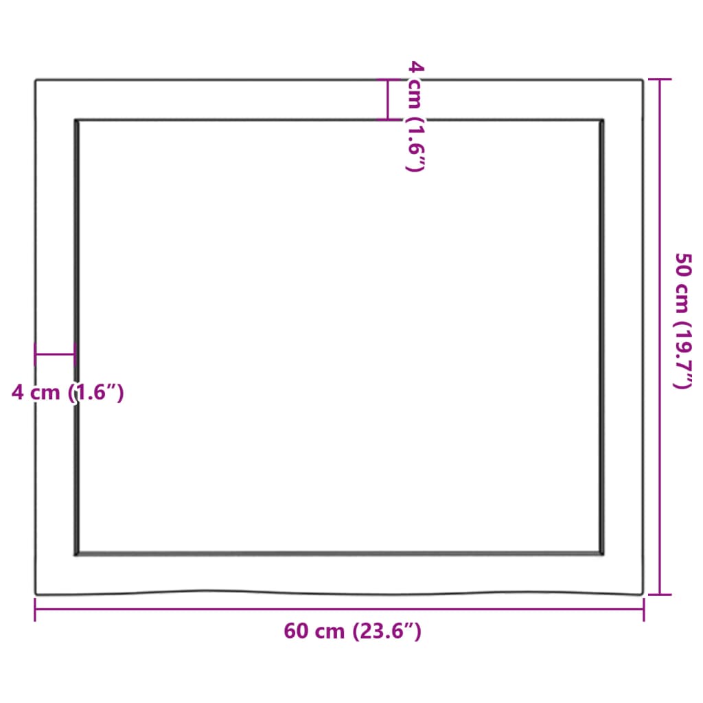 Zidna polica tamnosmeđa 60x50x(2-4) cm od obrađene hrastovine