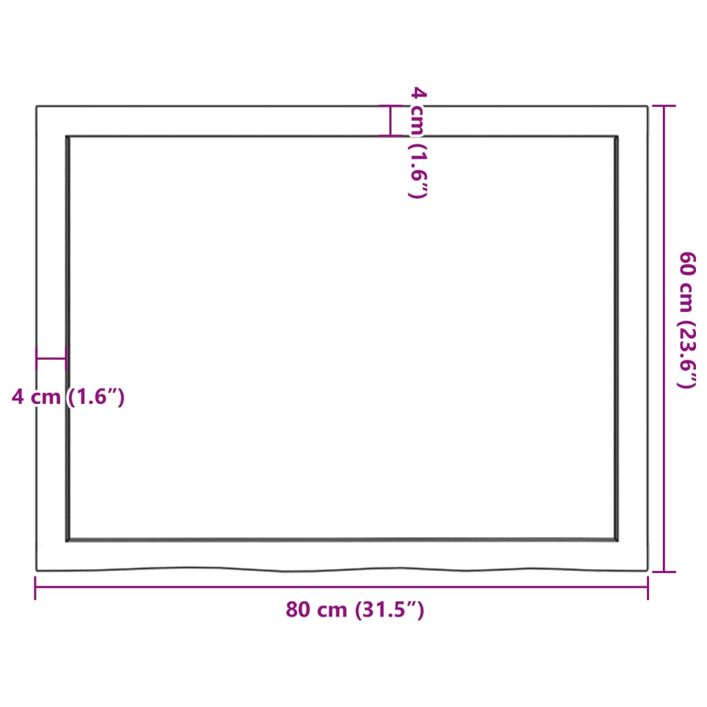 Zidna polica tamnosmeđa 80x60x(2-4) cm od obrađene hrastovine