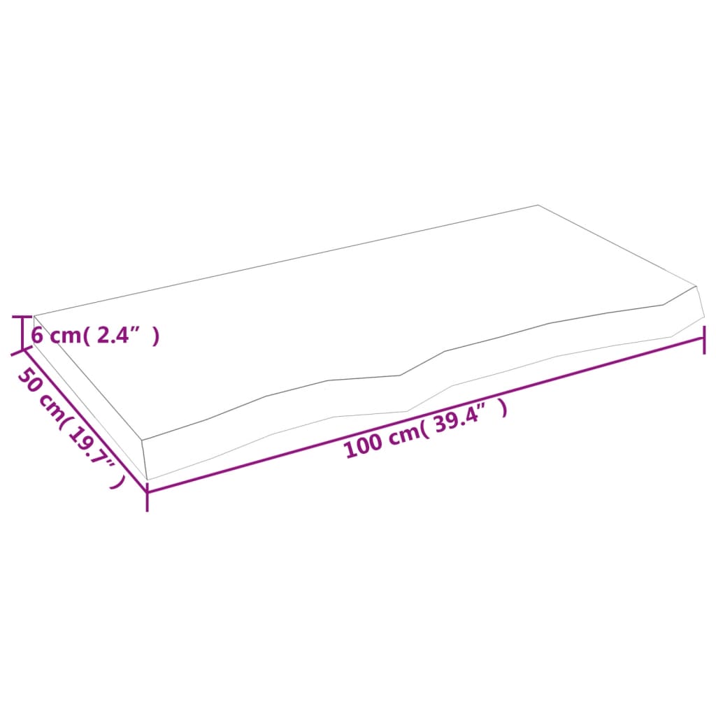 Zidna polica tamnosmeđa 100x50x(2-6) cm od obrađene hrastovine
