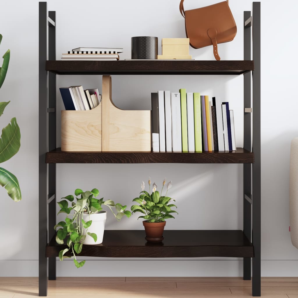 Zidna polica tamnosmeđa 100x60x(2-6) cm od obrađene hrastovine