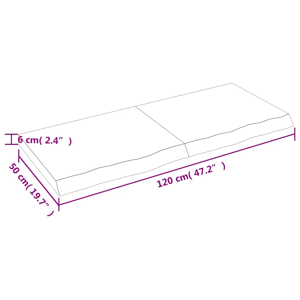 Zidna polica tamnosmeđa 120x50x(2-6) cm od obrađene hrastovine