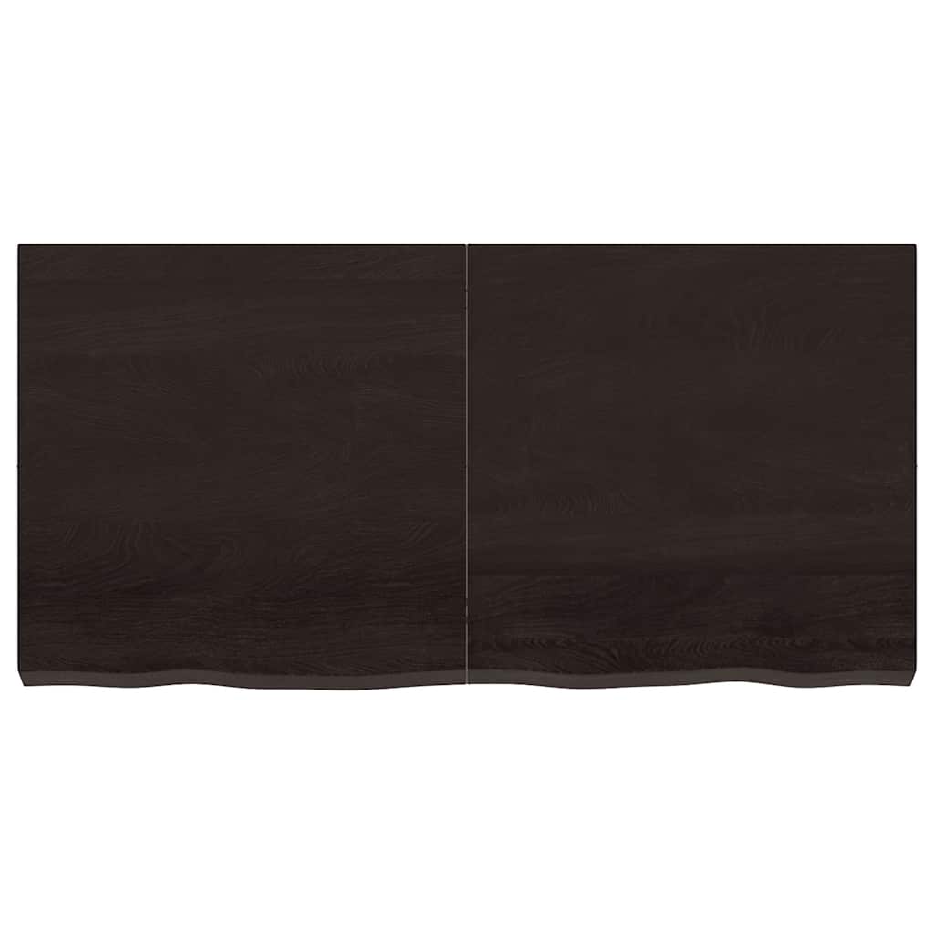 Zidna polica tamnosmeđa 120x60x(2-6) cm od obrađene hrastovine