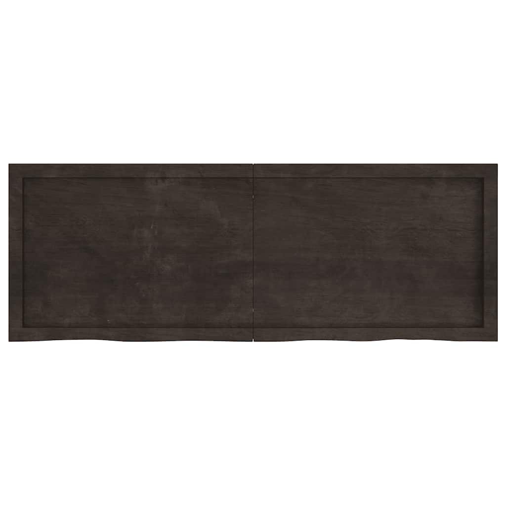 Zidna polica tamnosmeđa 140x50x(2-6) cm od obrađene hrastovine