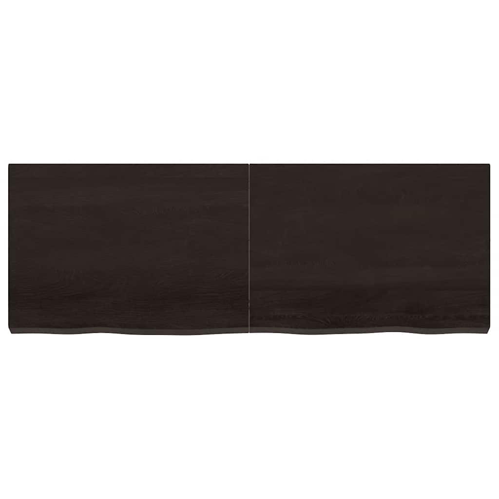 Zidna polica tamnosmeđa 140x50x(2-6) cm od obrađene hrastovine
