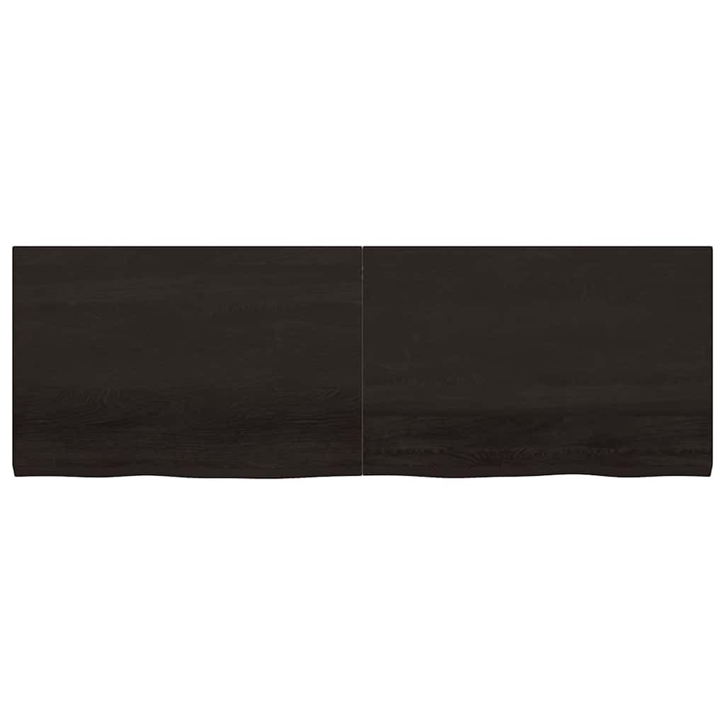 Zidna polica tamnosmeđa 180x60x(2-4) cm od obrađene hrastovine