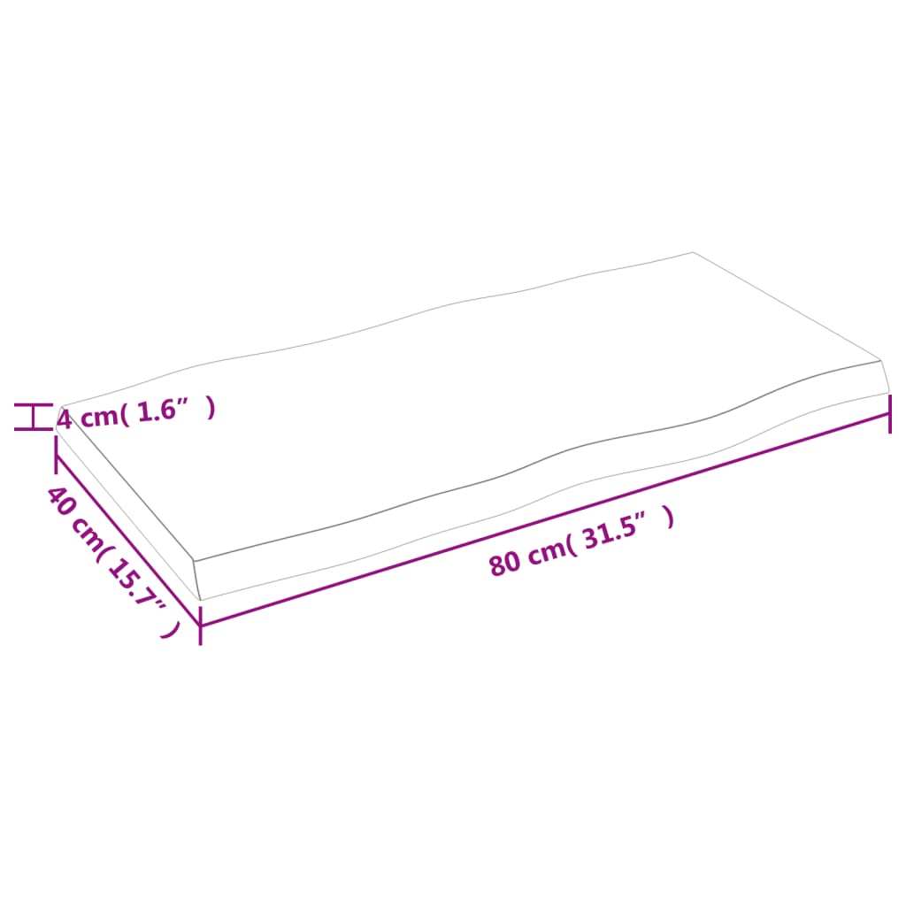 Stolna ploča 80x40x(2-4) cm od hrastovine sa živim rubom