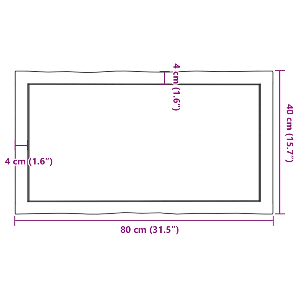 Stolna ploča 80x40x(2-6) cm od hrastovine sa živim rubom