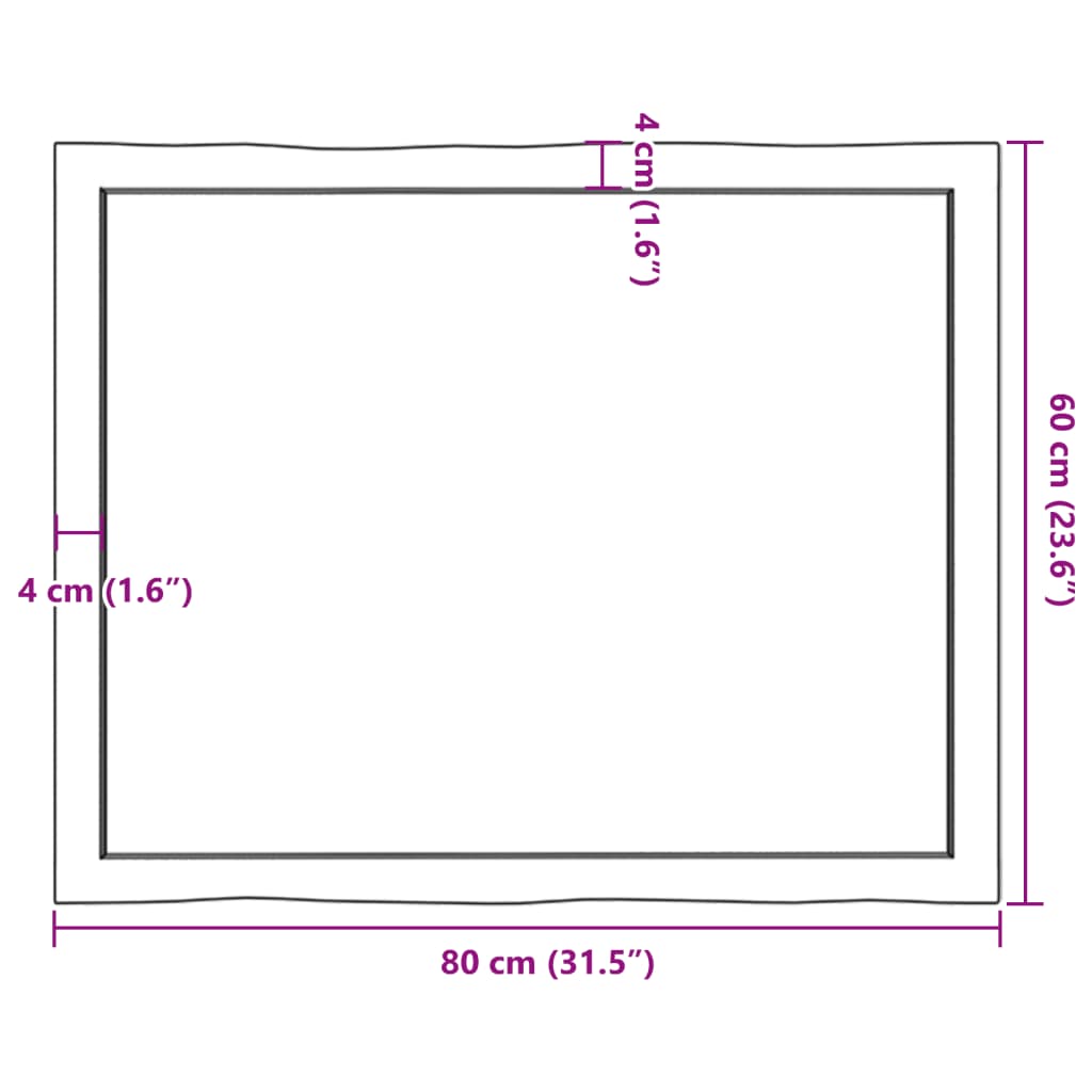 Stolna ploča svjetlosmeđa 80x60x(2-6) cm obrađena hrastovina
