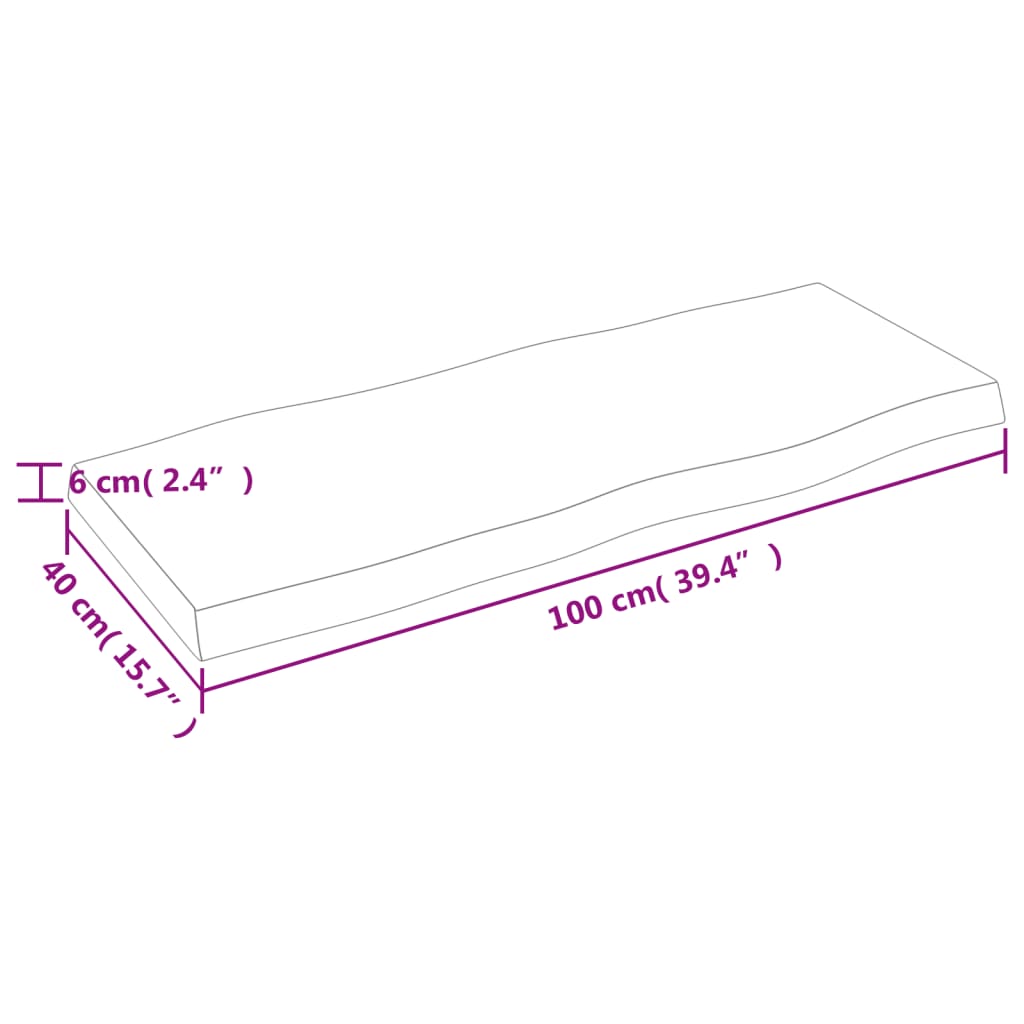 Stolna ploča svjetlosmeđa 100x40x(2-6) cm obrađena hrastovina