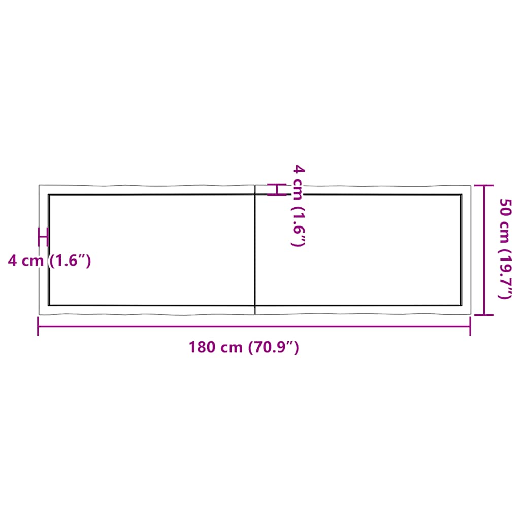 Stolna ploča svjetlosmeđa 180x50x(2-4) cm obrađena hrastovina