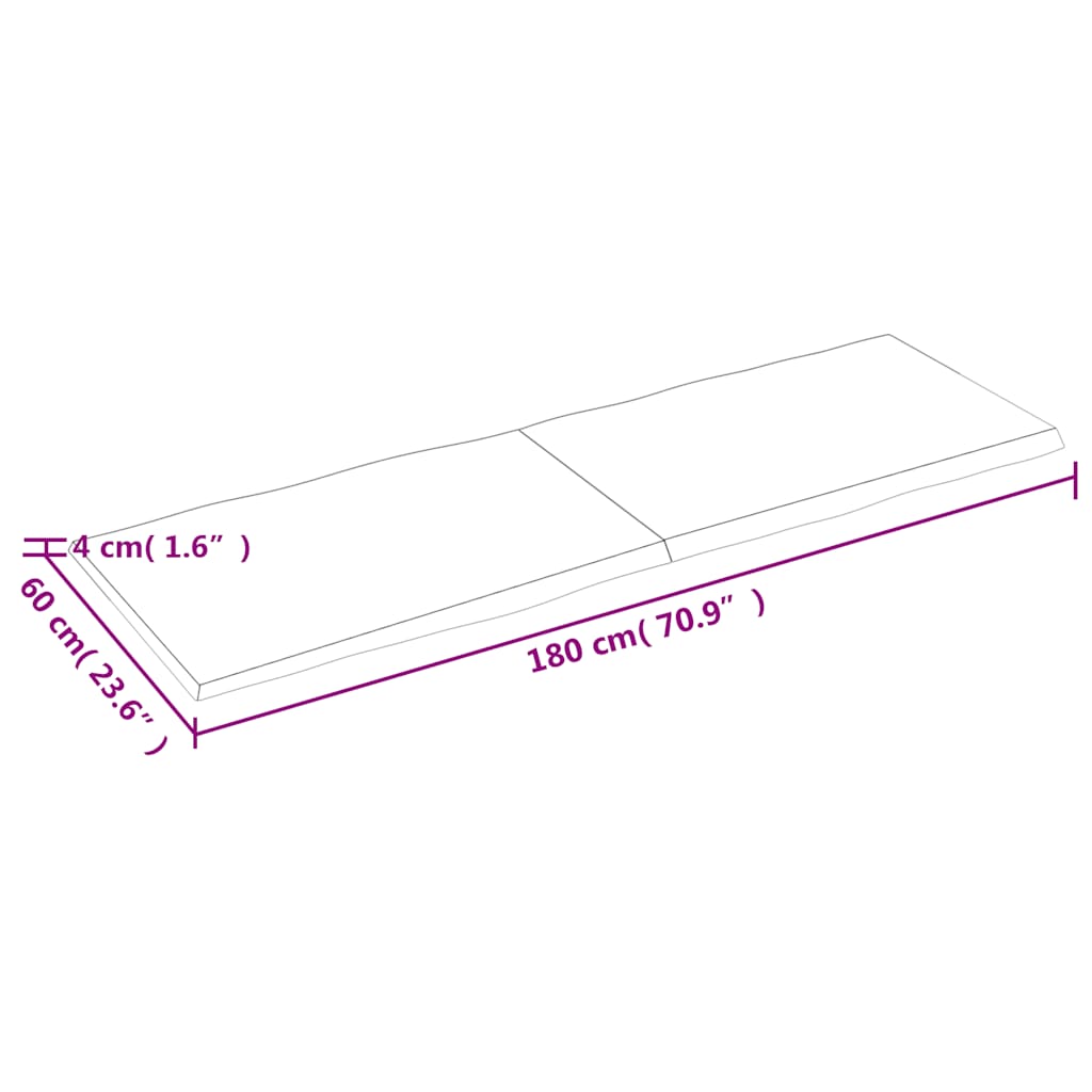 Stolna ploča svjetlosmeđa 180x60x(2-4) cm obrađena hrastovina
