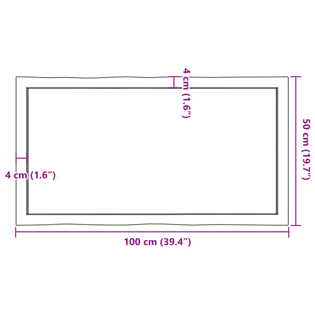 Stolna ploča tamnosmeđa 100x50x(2-4) cm obrađena hrastovina