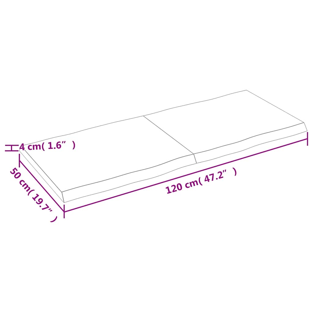 Stolna ploča tamnosmeđa 120x50x(2-4) cm obrađena hrastovina
