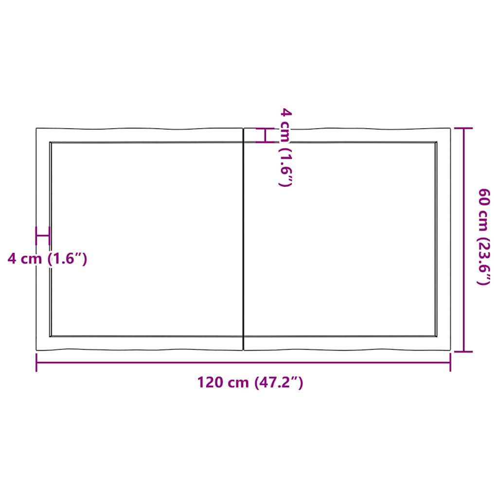 Stolna ploča tamnosmeđa 120x60x(2-6) cm obrađena hrastovina
