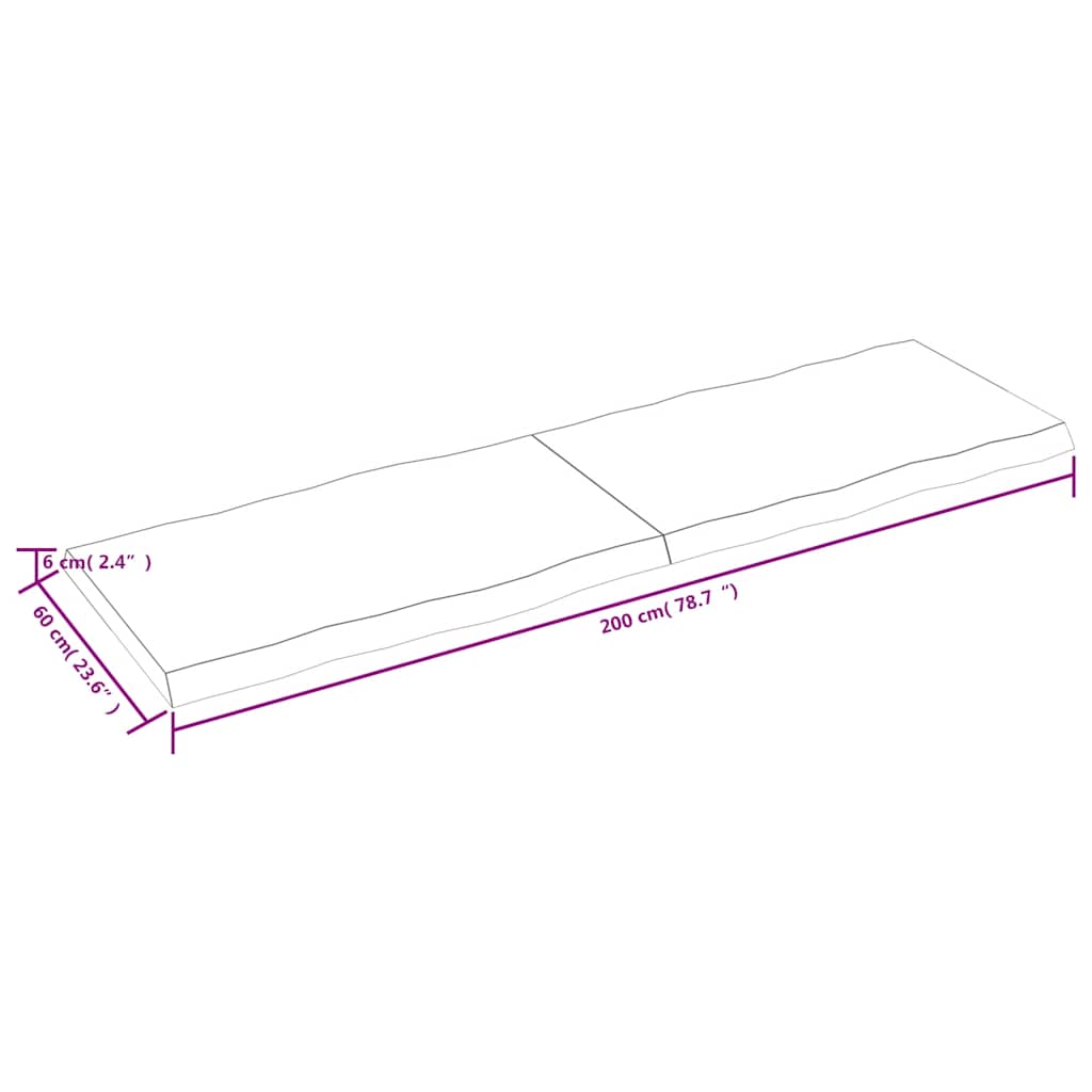 Stolna ploča tamnosmeđa 200x60x(2-6) cm obrađena hrastovina