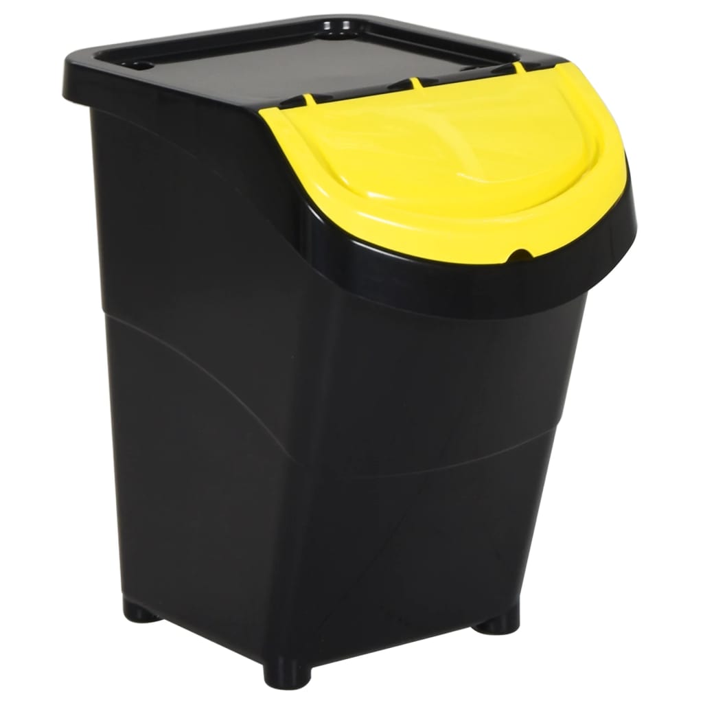 Složive kante za otpad s poklopcima 3 kom crne PP 120 L