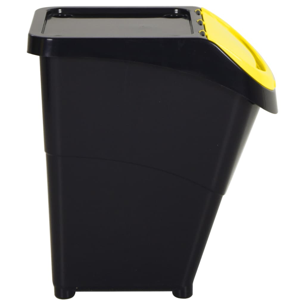 Složive kante za otpad s poklopcima 3 kom crne PP 120 L