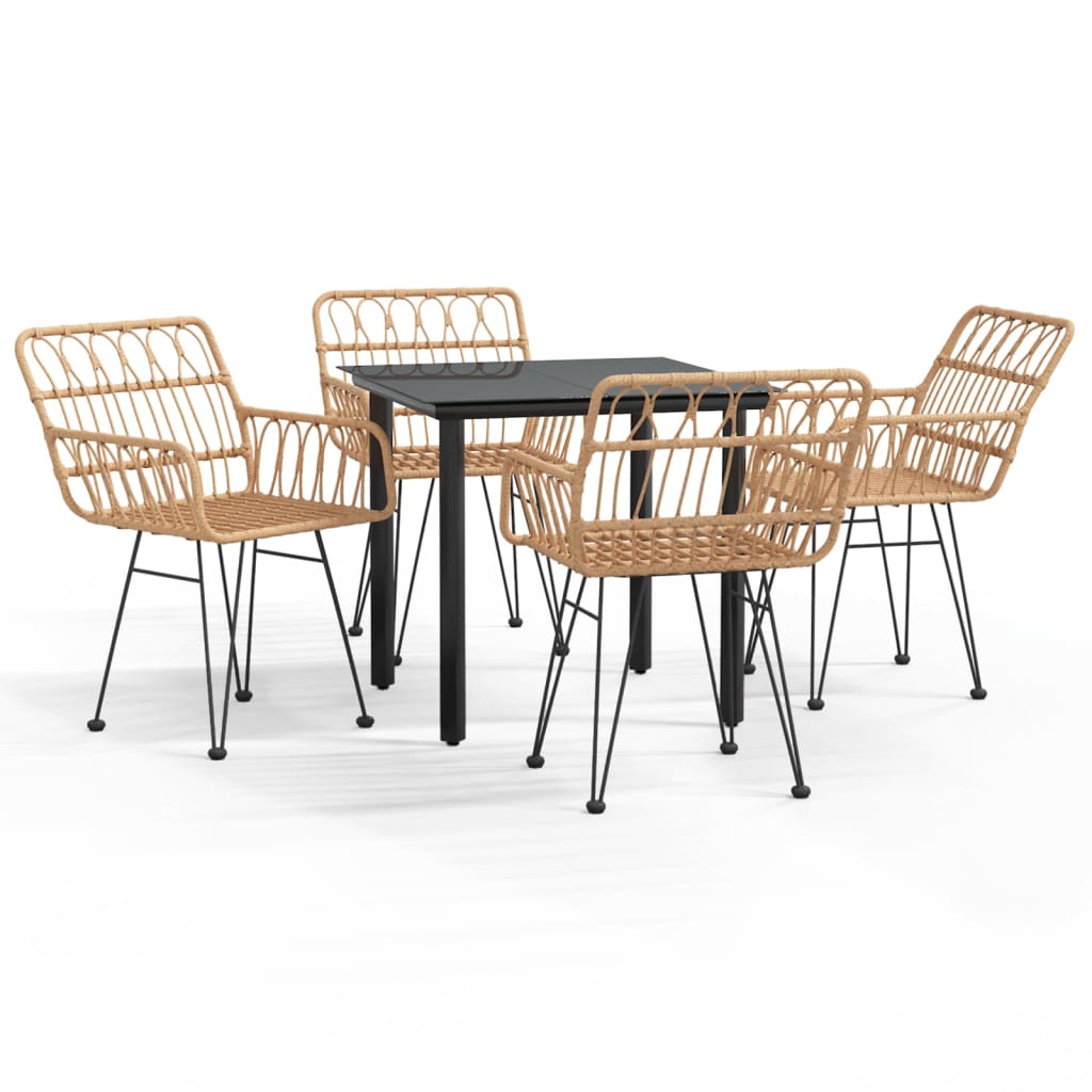 5-dijelni vrtni blagovaonski set od poliratana Smeđa Dužina stola 80 cm