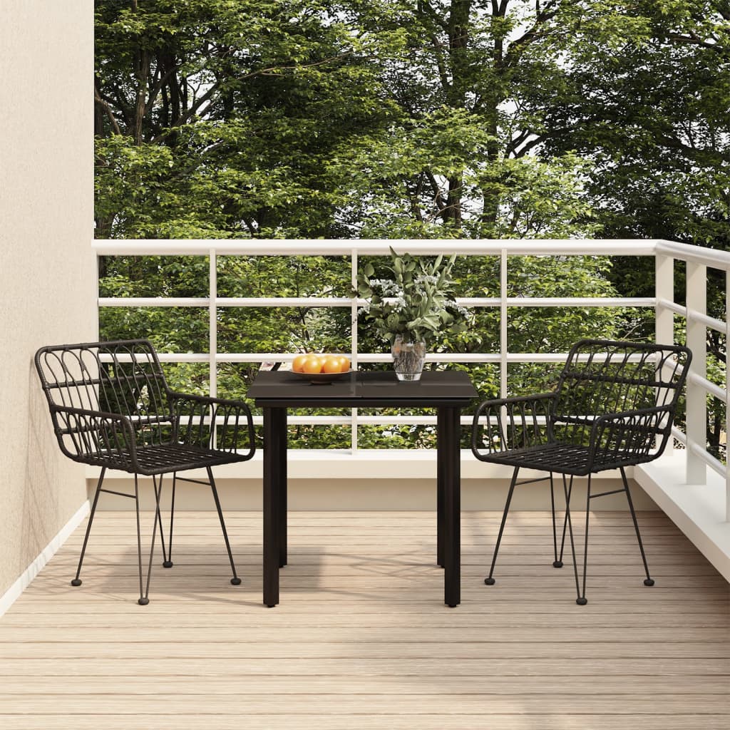 3-dijelni vrtni blagovaonski set od poliratana crni