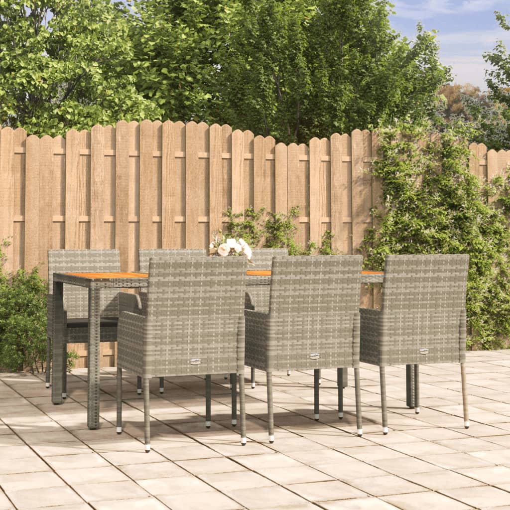 7-dijelni vrtni blagovaonski set sivi od poliratana
