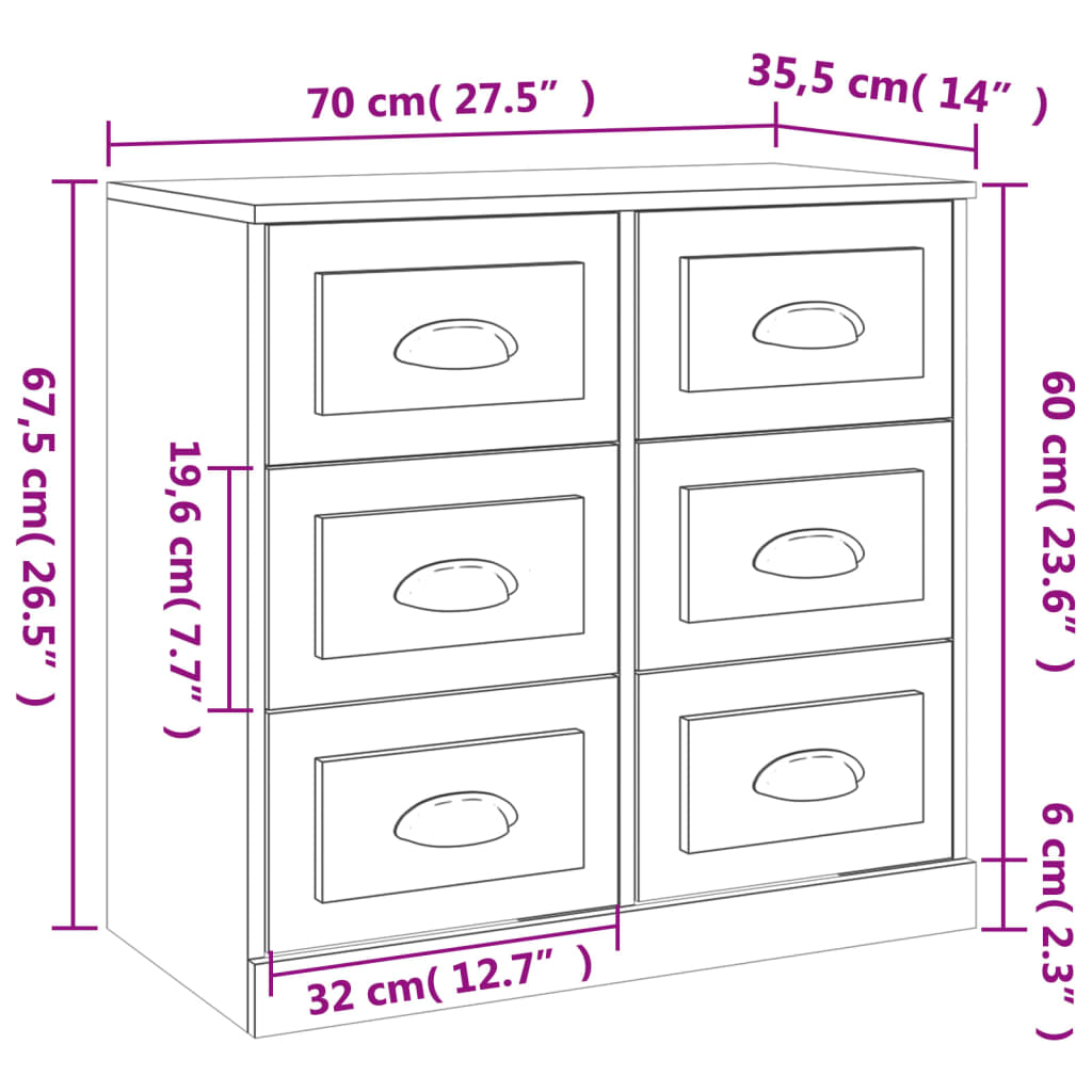 Komode 2 kom boja hrasta sonome od konstruiranog drva Siva