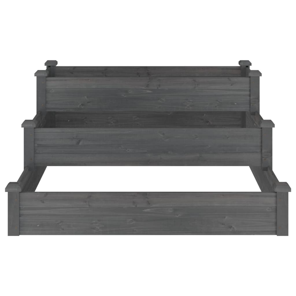 Povišena vrtna gredica siva 120 x 120 x 56 cm masivna jelovina