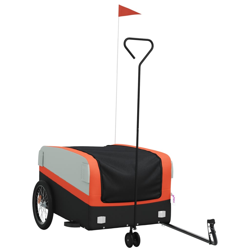 Prikolica za bicikl crno-narančasta 45 kg željezna 126 x 63 x 51 cm