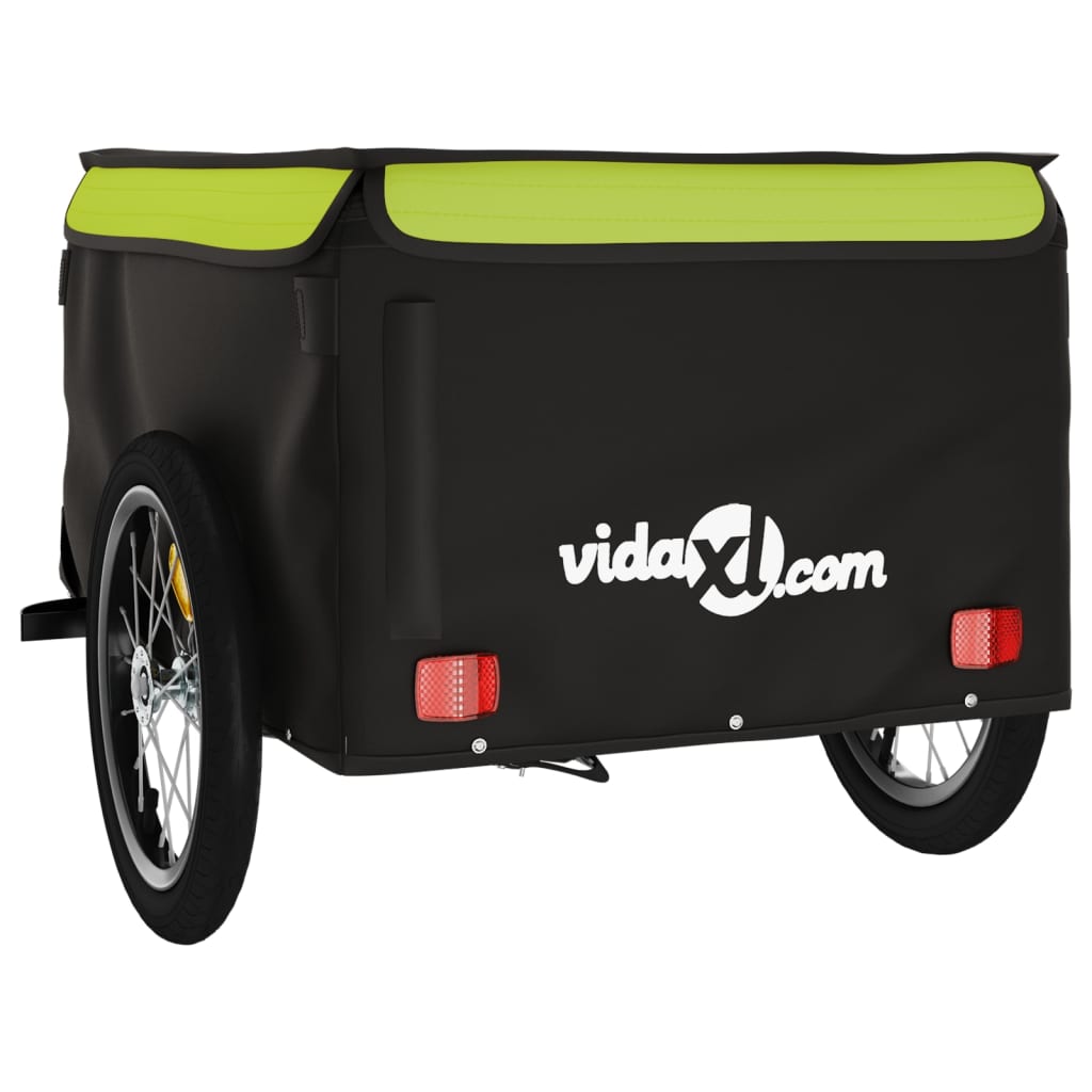 Prikolica za bicikl crno-zelena 45 kg željezna