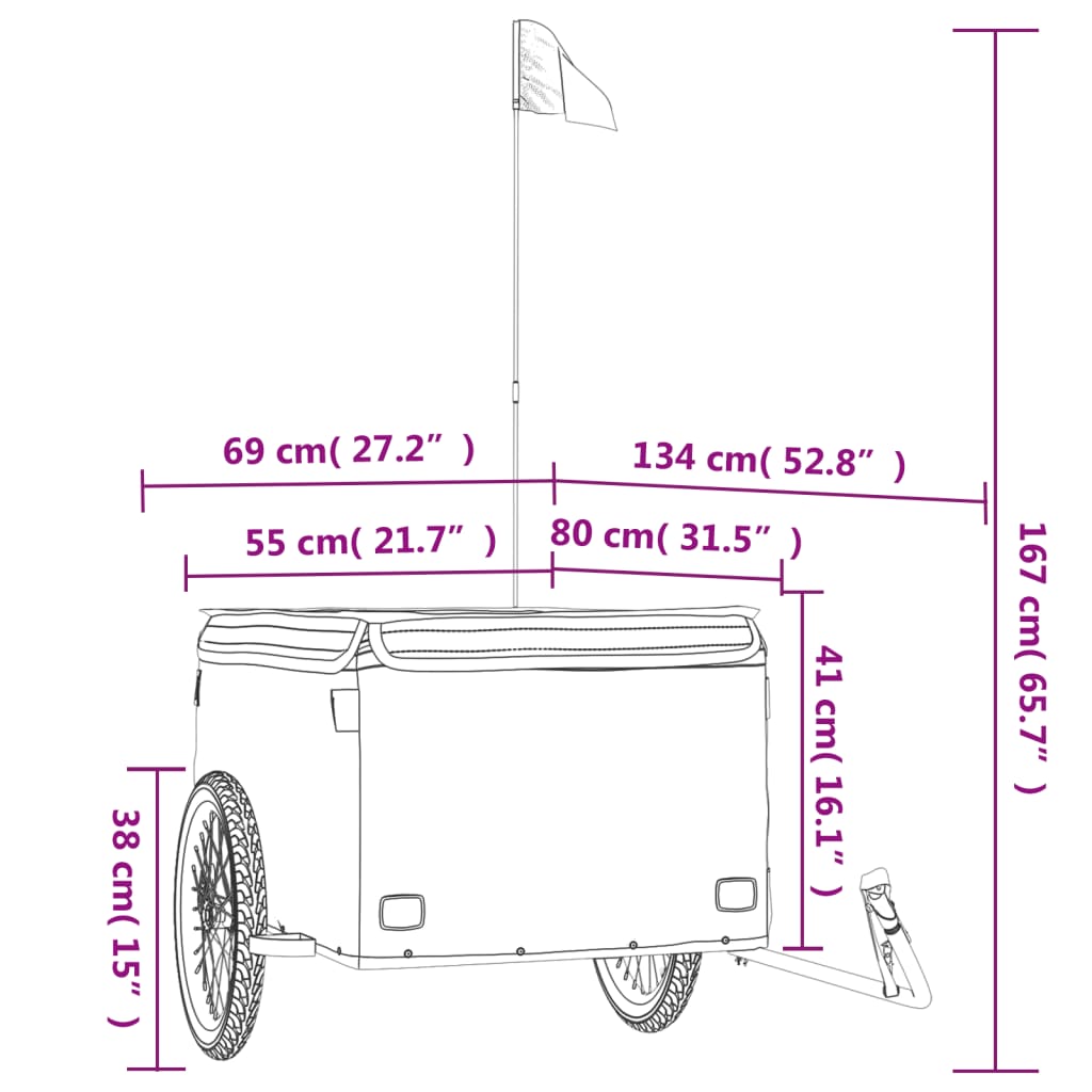 Prikolica za bicikl crna 45 kg željezna