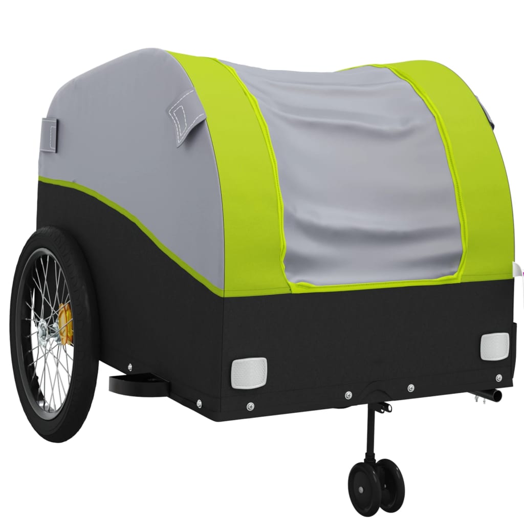 Prikolica za bicikl crno-zelena 45 kg željezna