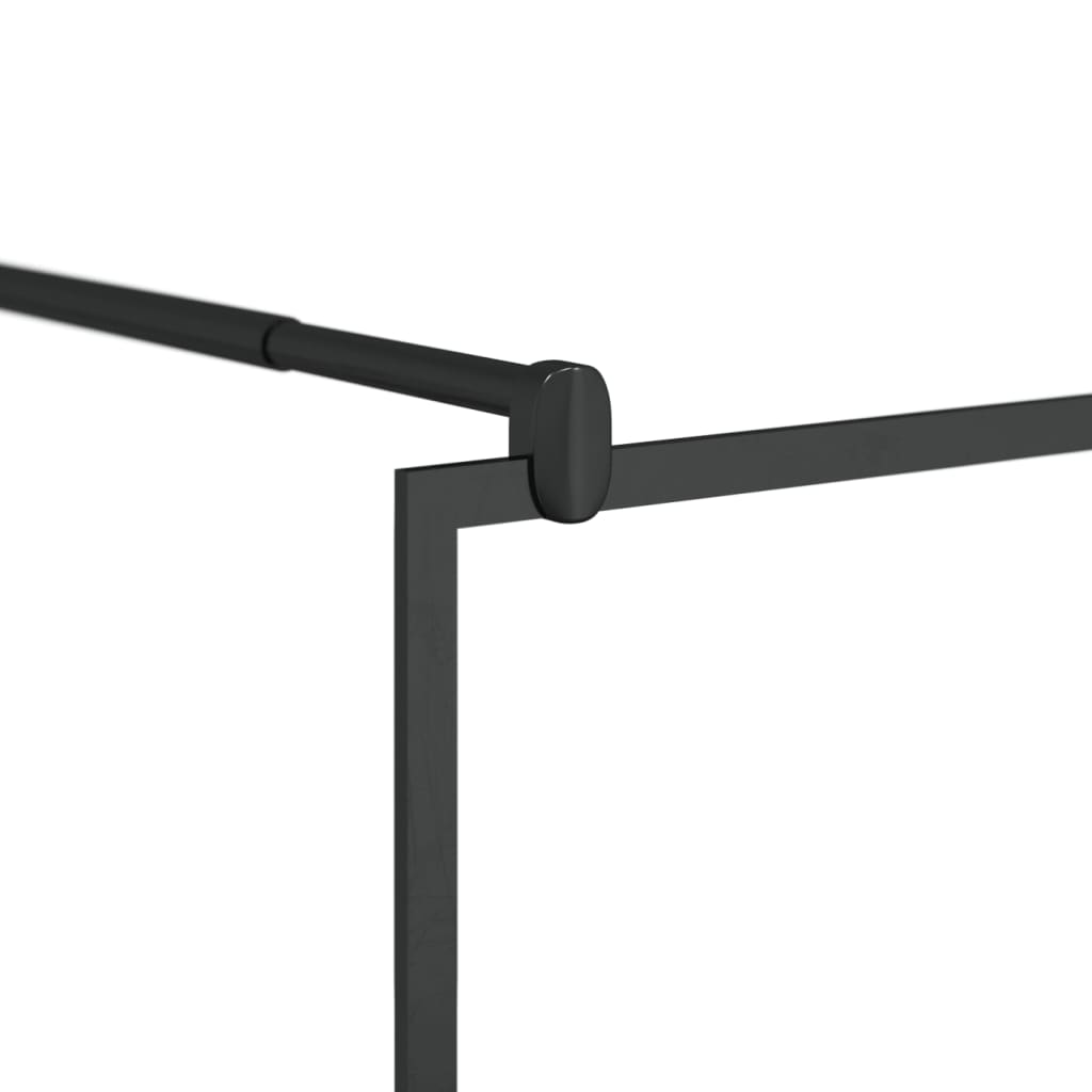 Pregrada za tuš s policom crna 80 x 195 cm s mutnim staklom ESG